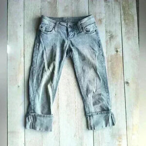 Zanadi Jeans Denim Cuffed Capris Embroidered Women's Size  1